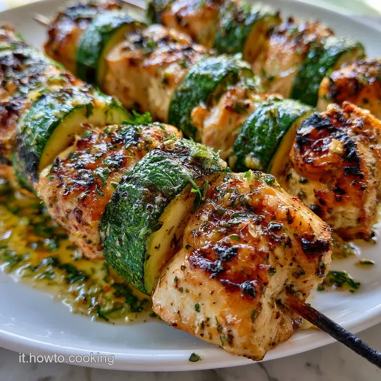 Spiedini di Pollo e Zucchine in Friggitrice ad Aria