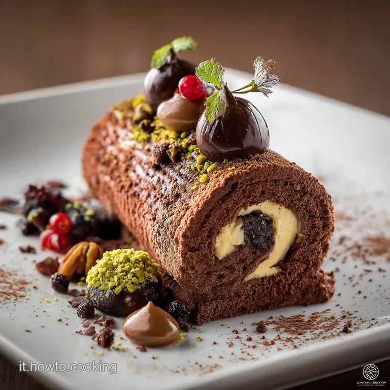 Torta Tronco albero di Natale: la B&ucirc;che de No&euml;l al Cioccolato Fondente e Nocciole