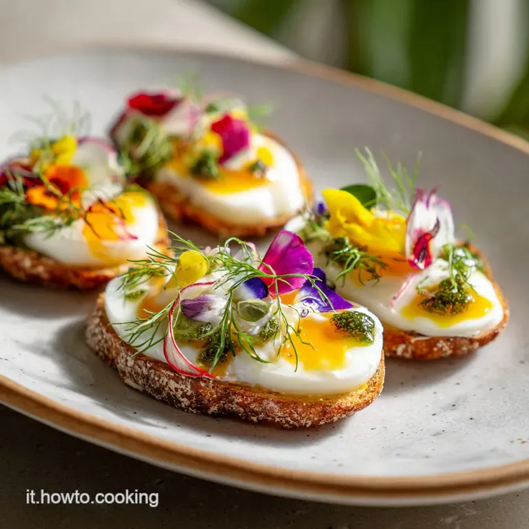 Elegant plate with a softly poached egg nestled in rich tomato sauce, topped with crumbled feta and fresh herbs. A flavorf...