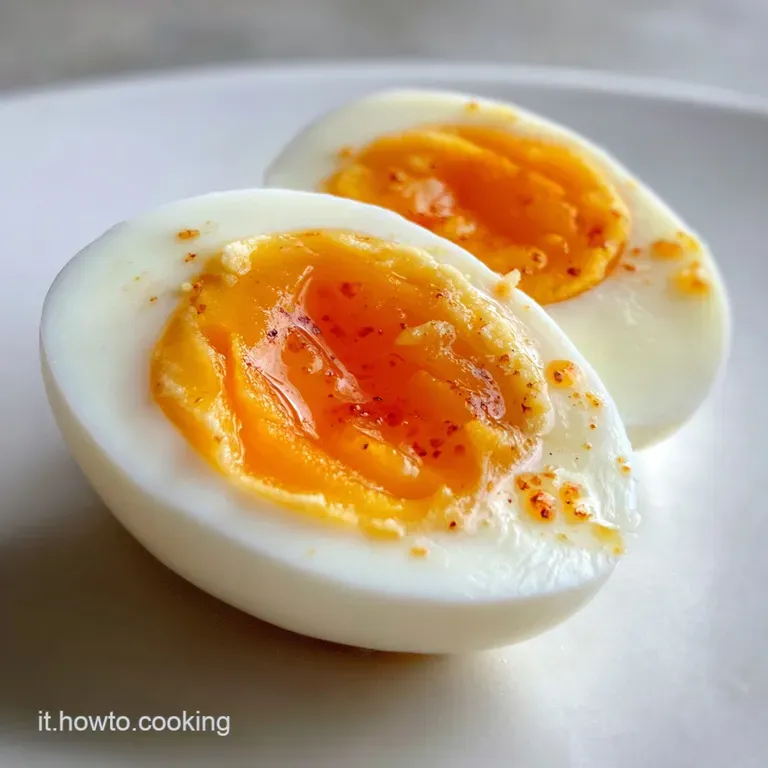Halved hard-boiled eggs, creamy yolks facing up, sprinkled with herbs. Rustic wooden board adds warmth, inviting presentat...